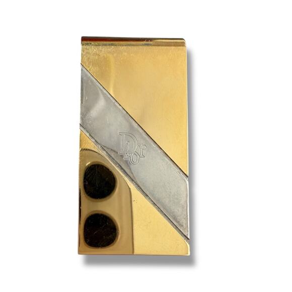 Vintage CHRISTIAN DIOR Gold Tone Holder Money Clip with engraving 1979